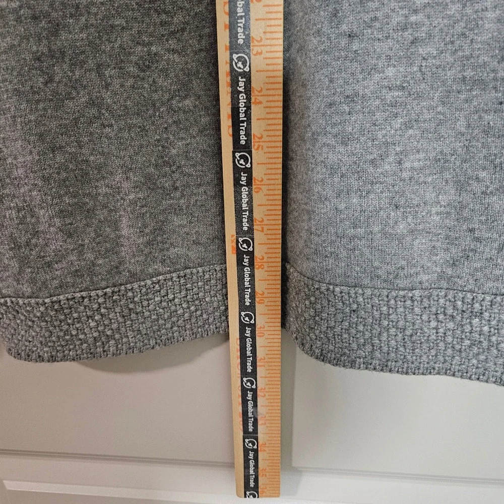 Tory Burch Womens Gray 100% Cashmere Split V-Neck Tunic Sweater Size L